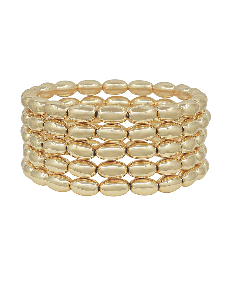 Oval Shape 10mm CCB 5 Set Stretch Bracelet