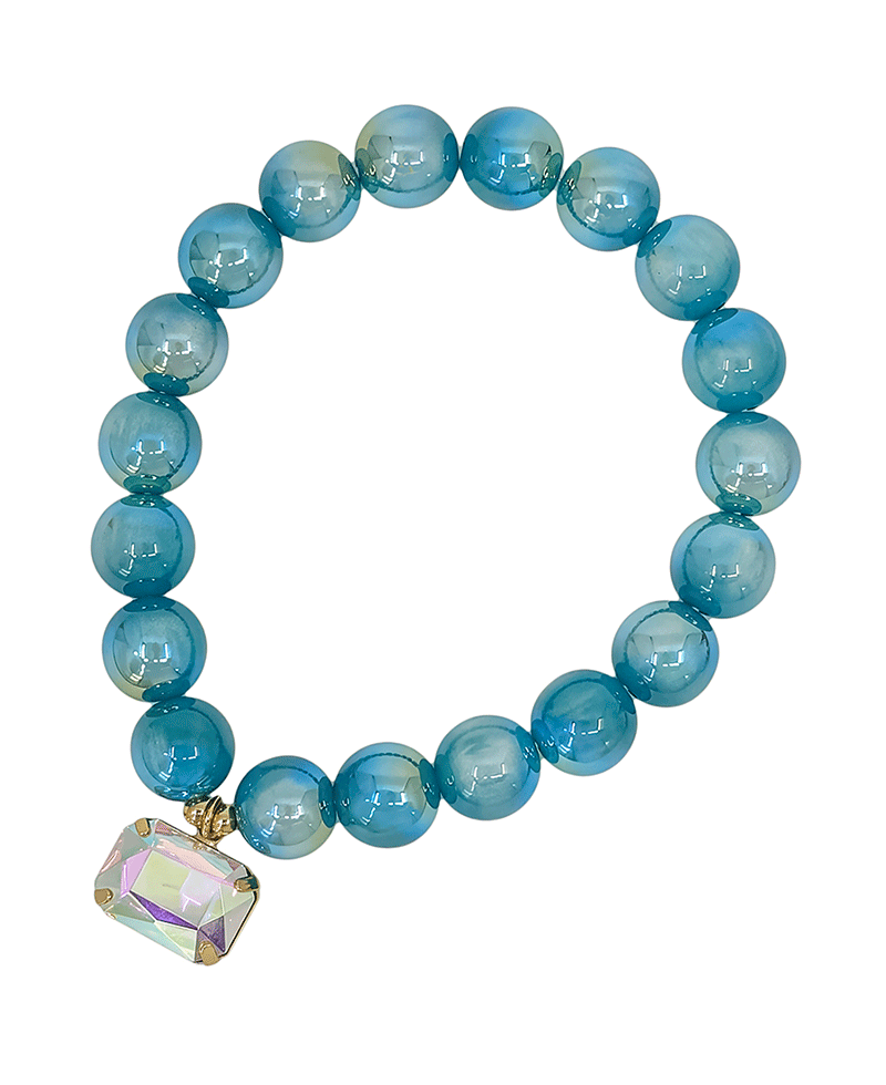 10mm Candy Bead w/ Crystal Charm Bracelet
