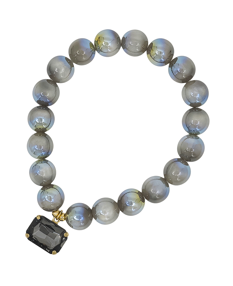 10mm Candy Bead w/ Crystal Charm Bracelet