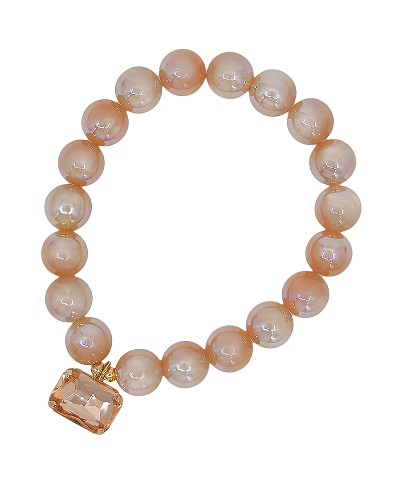 10mm Candy Bead w/ Crystal Charm Bracelet