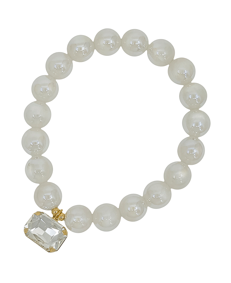 10mm Candy Bead w/ Crystal Charm Bracelet