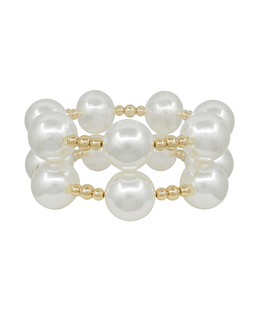 20mm Pearl & CCB Stretch Bracelet