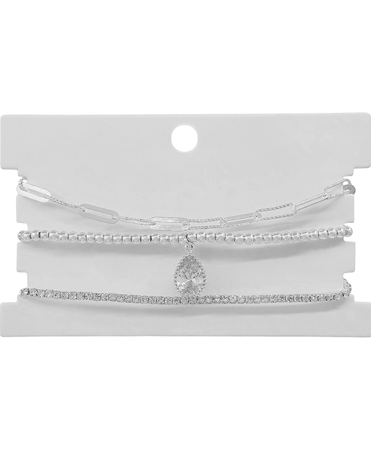 2mm Tennis & Clip Chain 3mm CCB 3 Set Bracelet