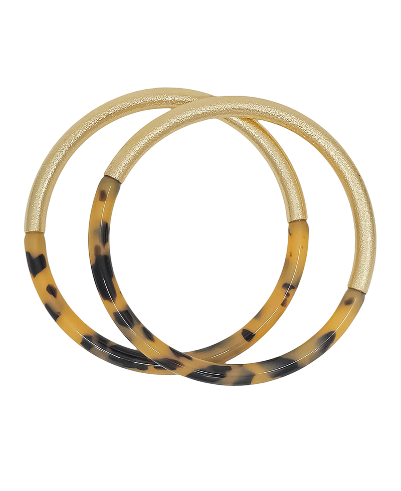 Texture Metal & Resin Bangle Bracelet