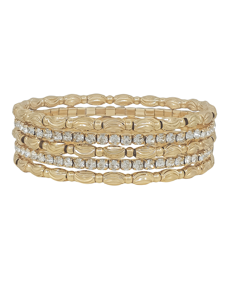 Oval Textured CCB & Tennis Chain Bracelet