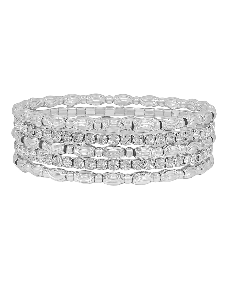 Oval Textured CCB & Tennis Chain Bracelet