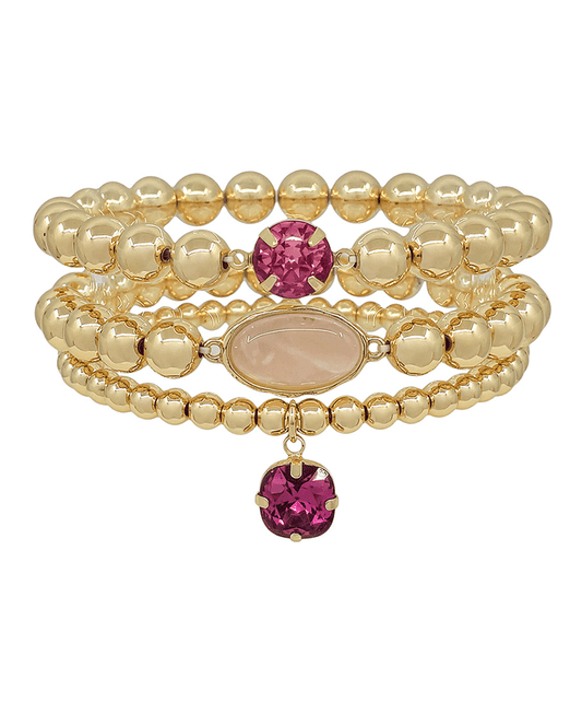 Stone Accent CCB Stretch Bracelet