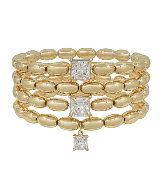 Oval CCB w/ Cubic Charm Stretch Bracelet