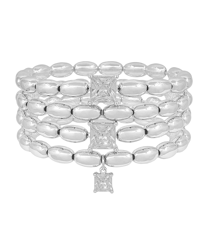 Oval CCB w/ Cubic Charm Stretch Bracelet