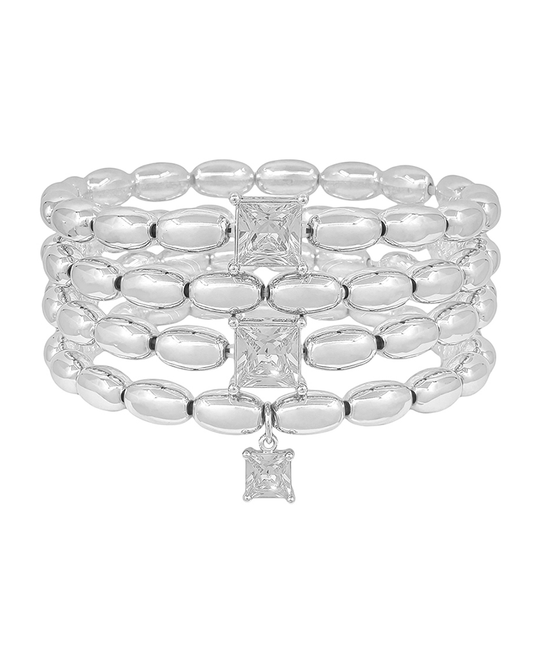 Oval CCB w/ Cubic Charm Stretch Bracelet