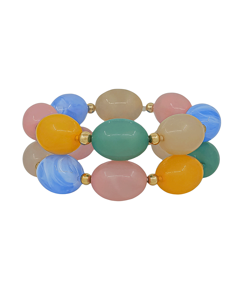 25mm Oval Resin 2 Set Stretch Bracelet