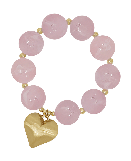 20mm Resin Ball w/ Satin Heart Bracelet