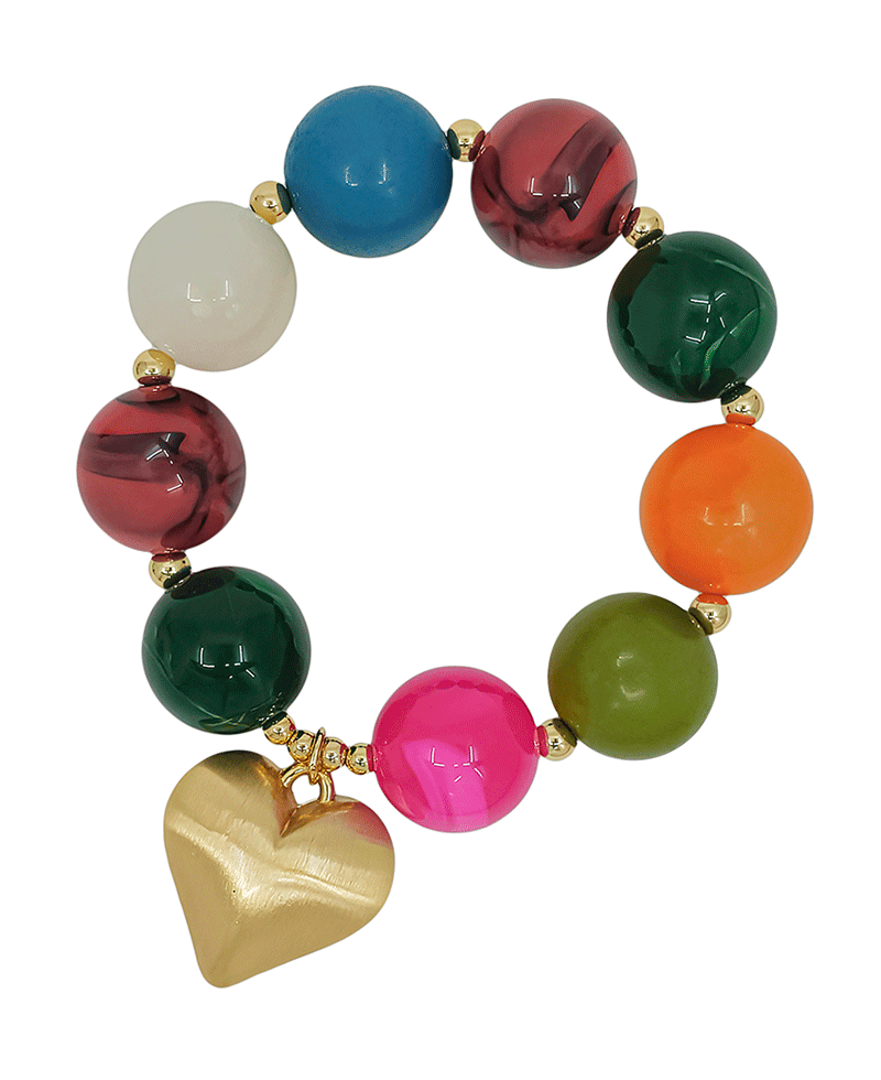 20mm Resin Ball w/ Satin Heart Bracelet