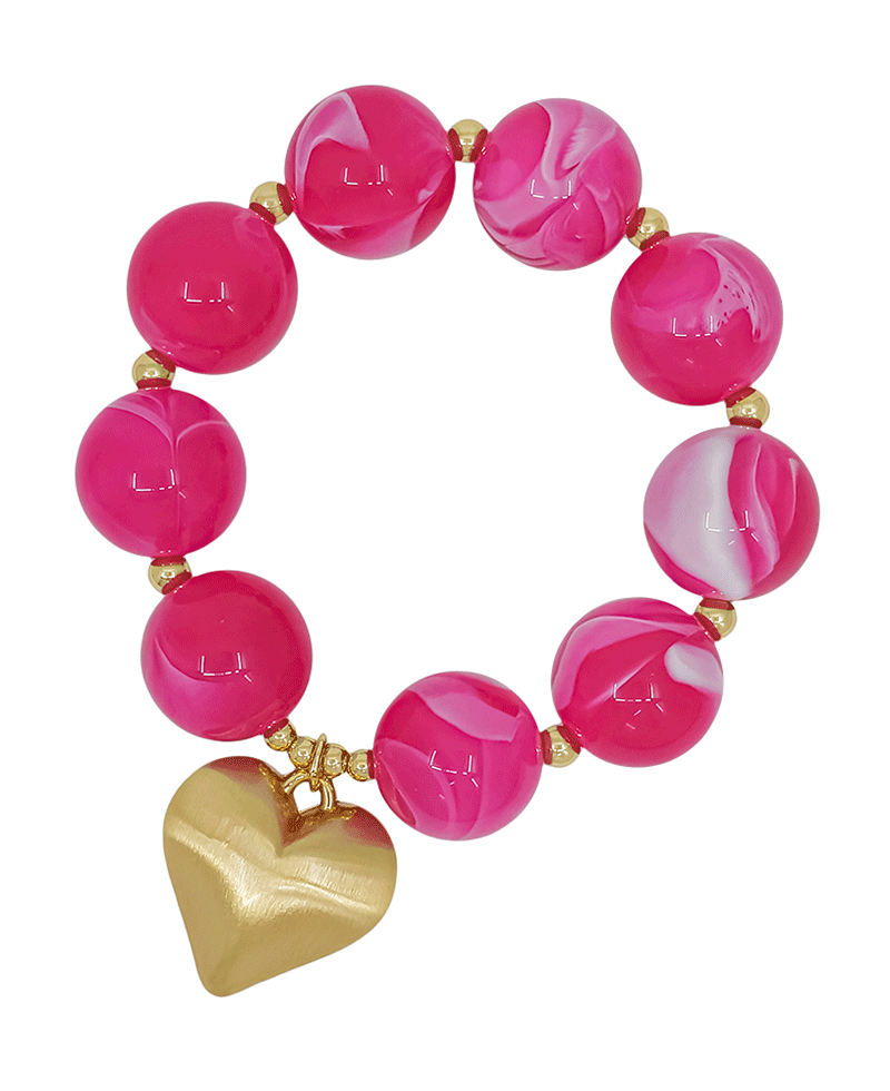 20mm Resin Ball w/ Satin Heart Bracelet