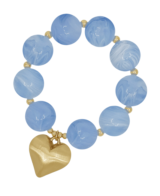 20mm Resin Ball w/ Satin Heart Bracelet
