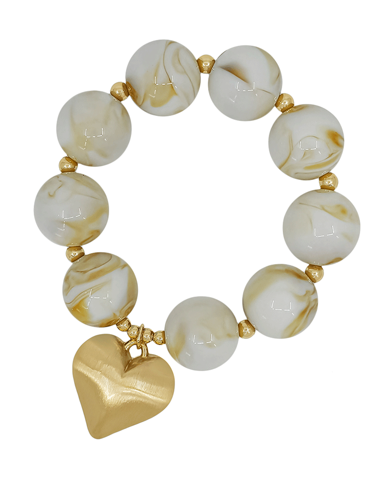20mm Resin Ball w/ Satin Heart Bracelet
