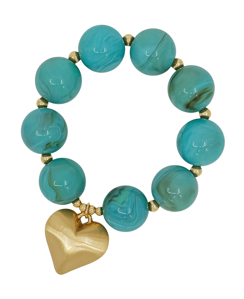 20mm Resin Ball w/ Satin Heart Bracelet