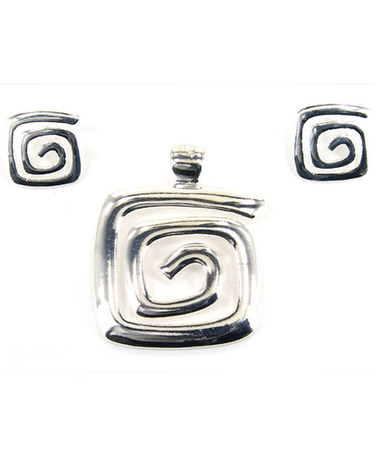 Swirl Sign Square Shape Pendant Set