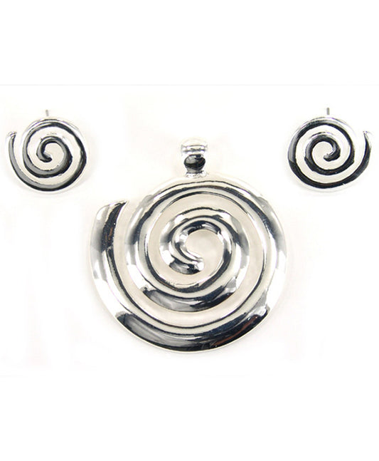 Swirl Sign Round Shape Pendant Set