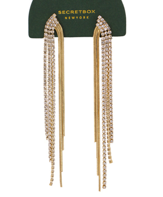 Rhinestone Chain Fringe Drop Earring