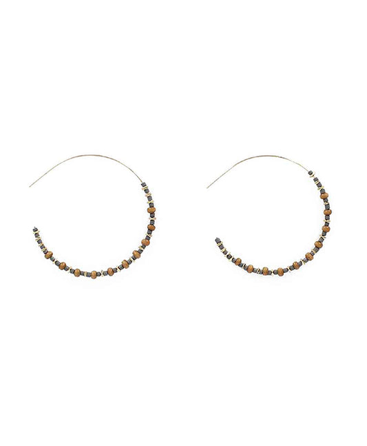 Silicone Coated & Glass Beads Hoop Earring