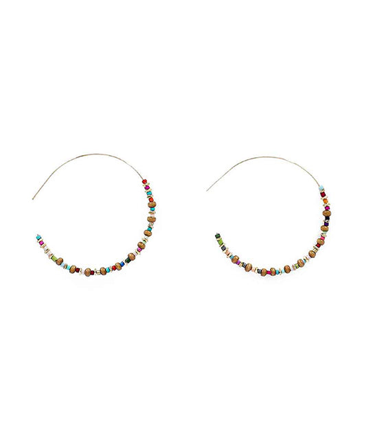 Silicone Coated & Glass Beads Hoop Earring