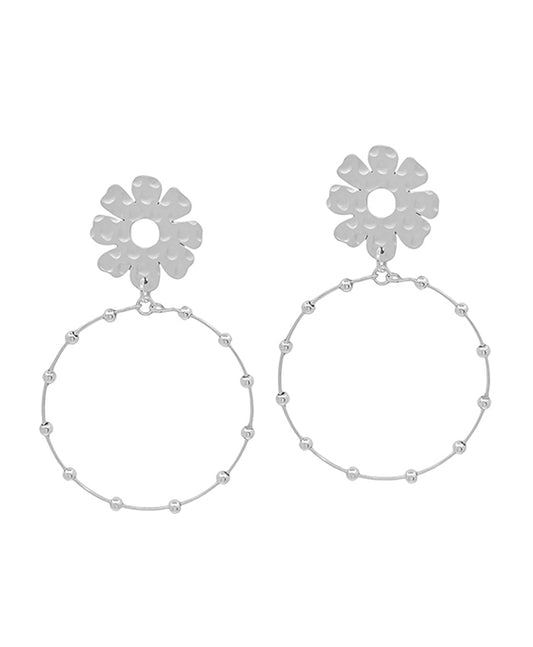 Flower Post Metal CCB Round Earring