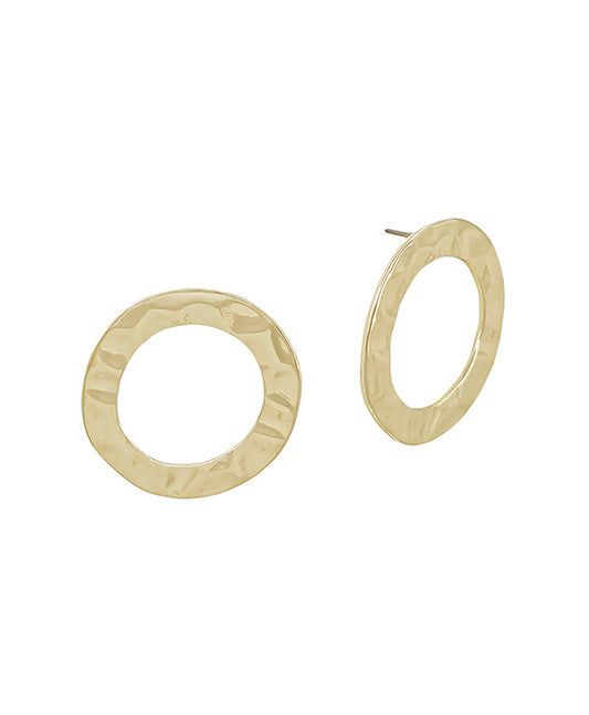 Round Hammered Casting Post Earring