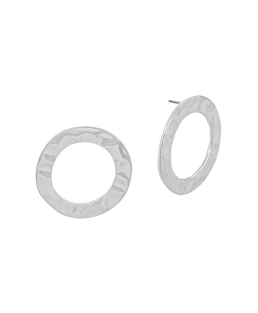 Round Hammered Casting Post Earring