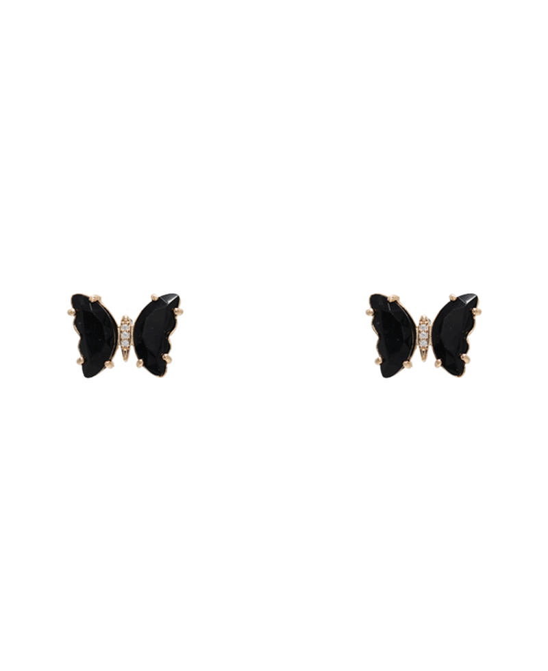 Butterfly Glass w/ Brass Stud Earring - 0.5"