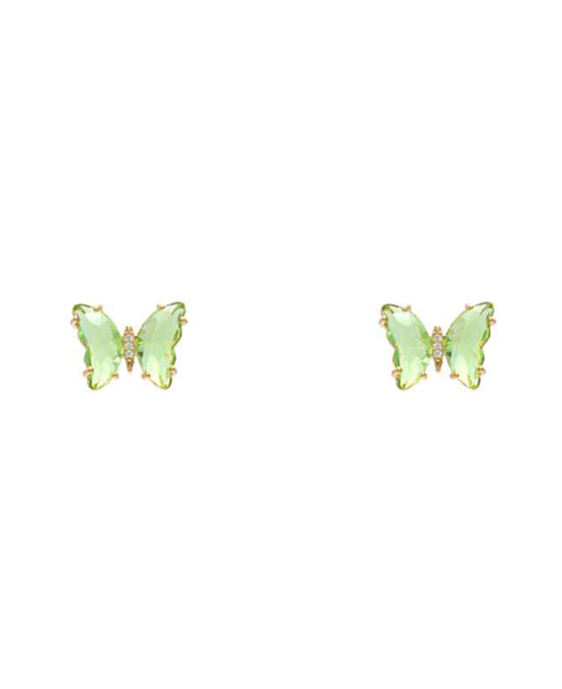 Butterfly Glass w/ Brass Stud Earring - 0.5"