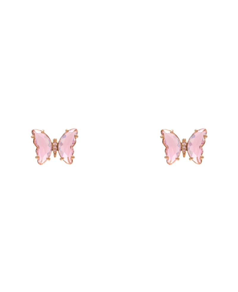 Butterfly Glass w/ Brass Stud Earring - 0.5"