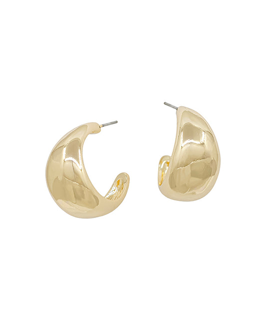 1 Inch Volumed Metal Hoop Earring