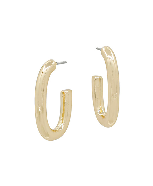 Small Oval Casting Metal Hoop Earring