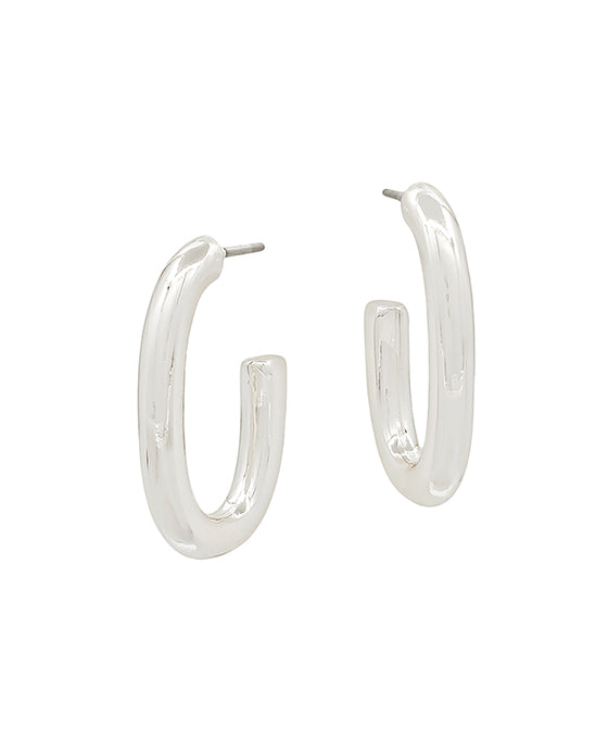 Small Oval Casting Metal Hoop Earring