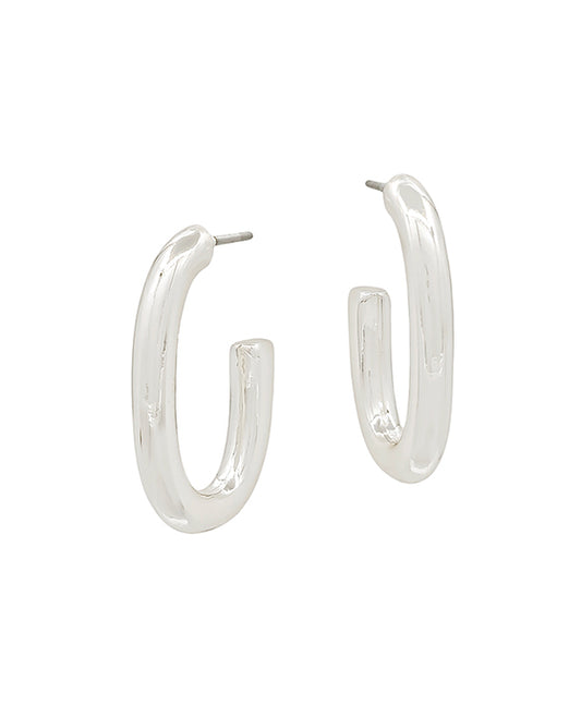 Small Oval Casting Metal Hoop Earring