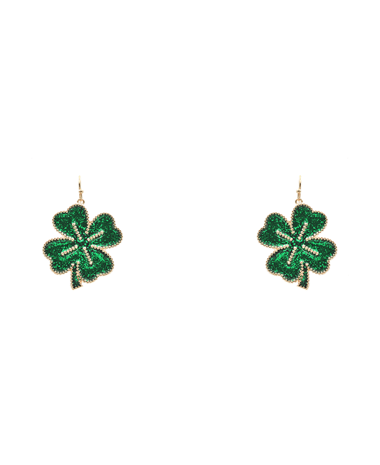 Clover Glitter Epoxy Earring - 1.6"