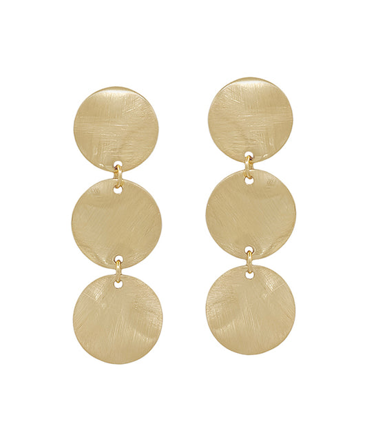 3 Drops Round Satin Earring