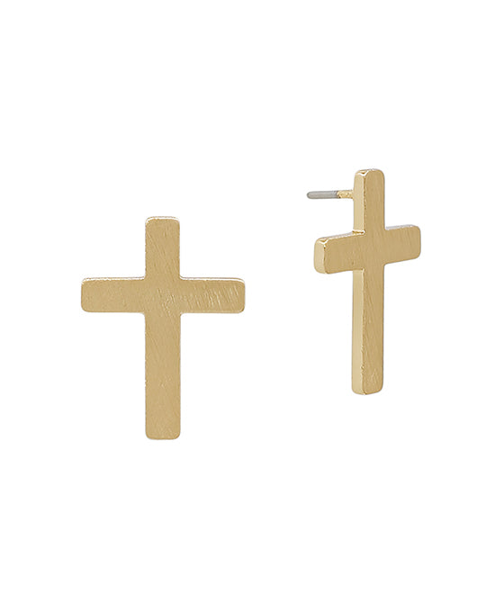 Cross Satin Post Earring