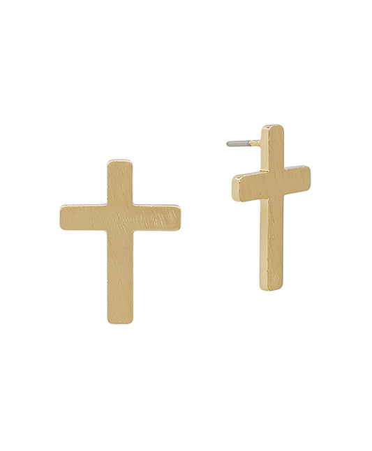 Cross Satin Post Earring