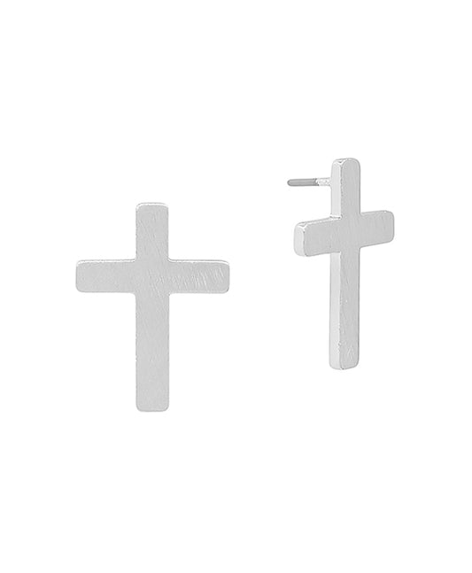 Cross Satin Post Earring