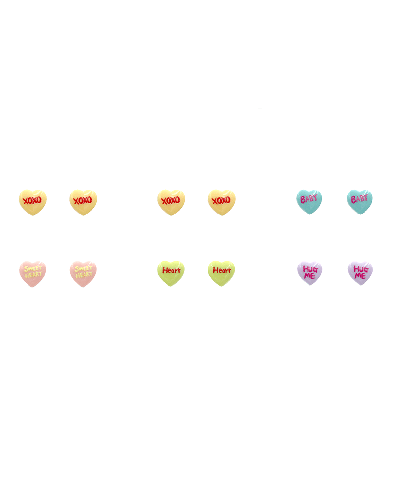 Plastic Heart 6 Set Earring
