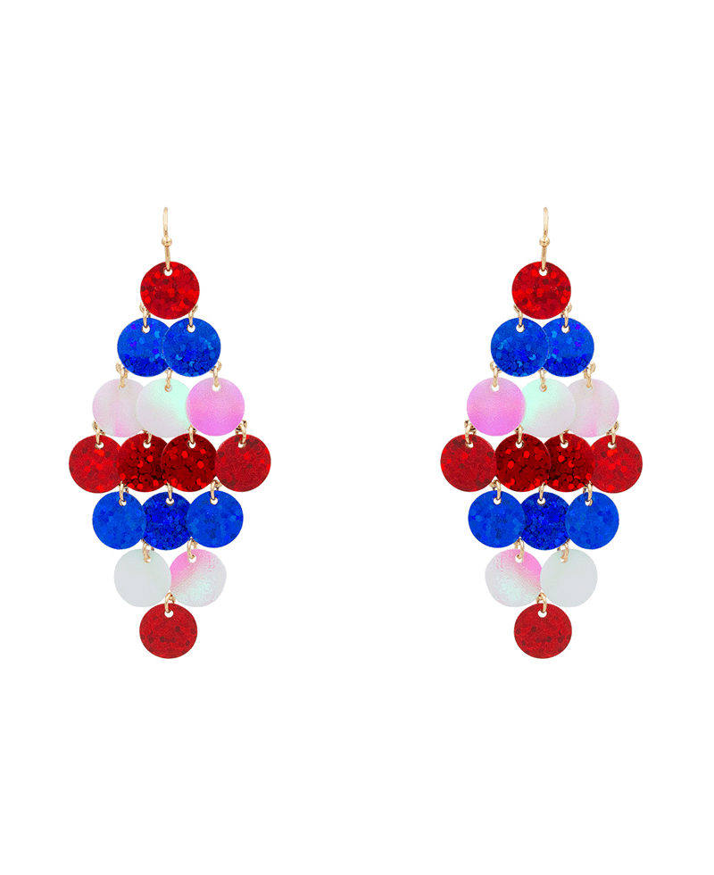 Sequin Chandelier USA Dangle Earring - 2.6"