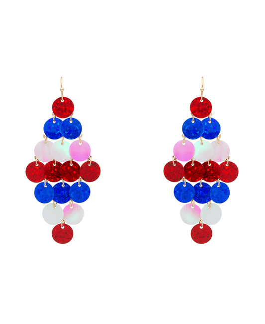 Sequin Chandelier USA Dangle Earring - 2.6"