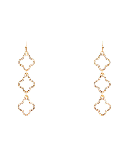 Pave Clover 3 Drop Earring