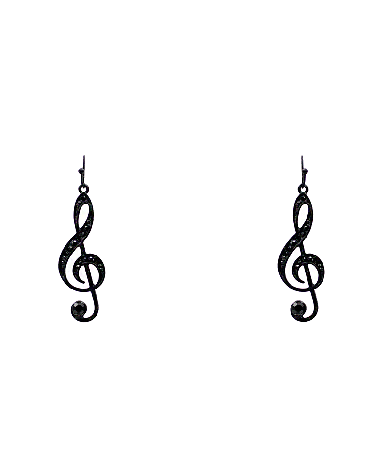 Treble Clef Metal Earring - 2.0"