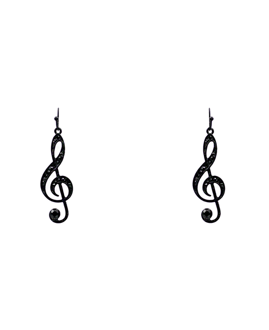 Treble Clef Metal Earring - 2.0"