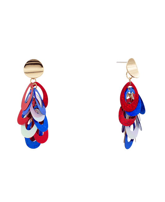 Oval Sequin USA Drop Earring - 2.2"