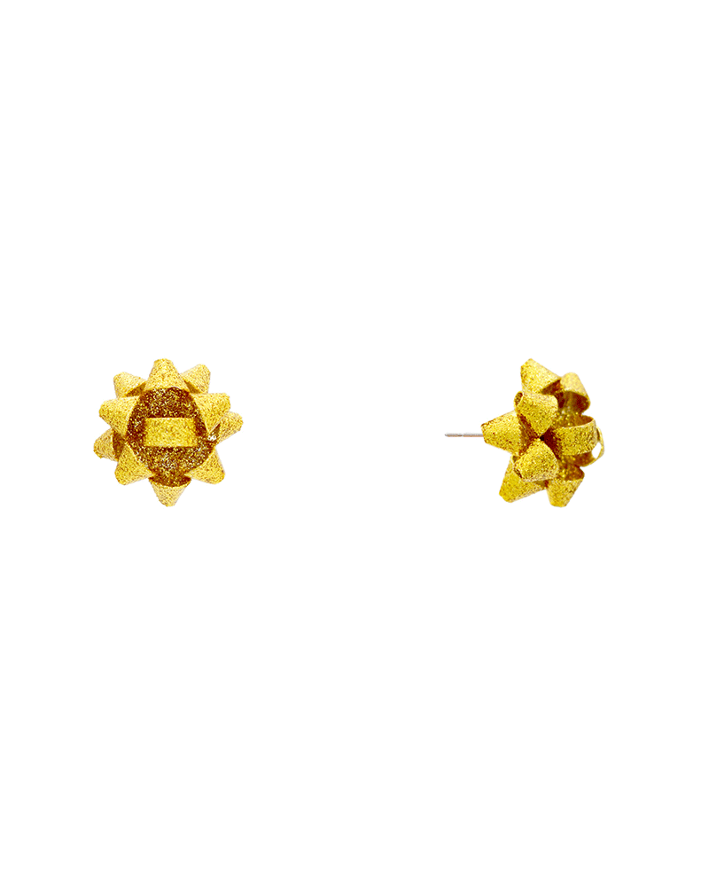 Glitter Star Bow Stud Earring - 0.9"