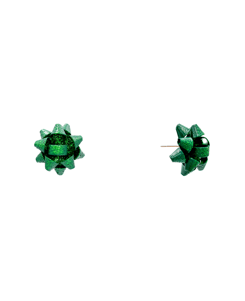 Glitter Star Bow Stud Earring - 0.9"